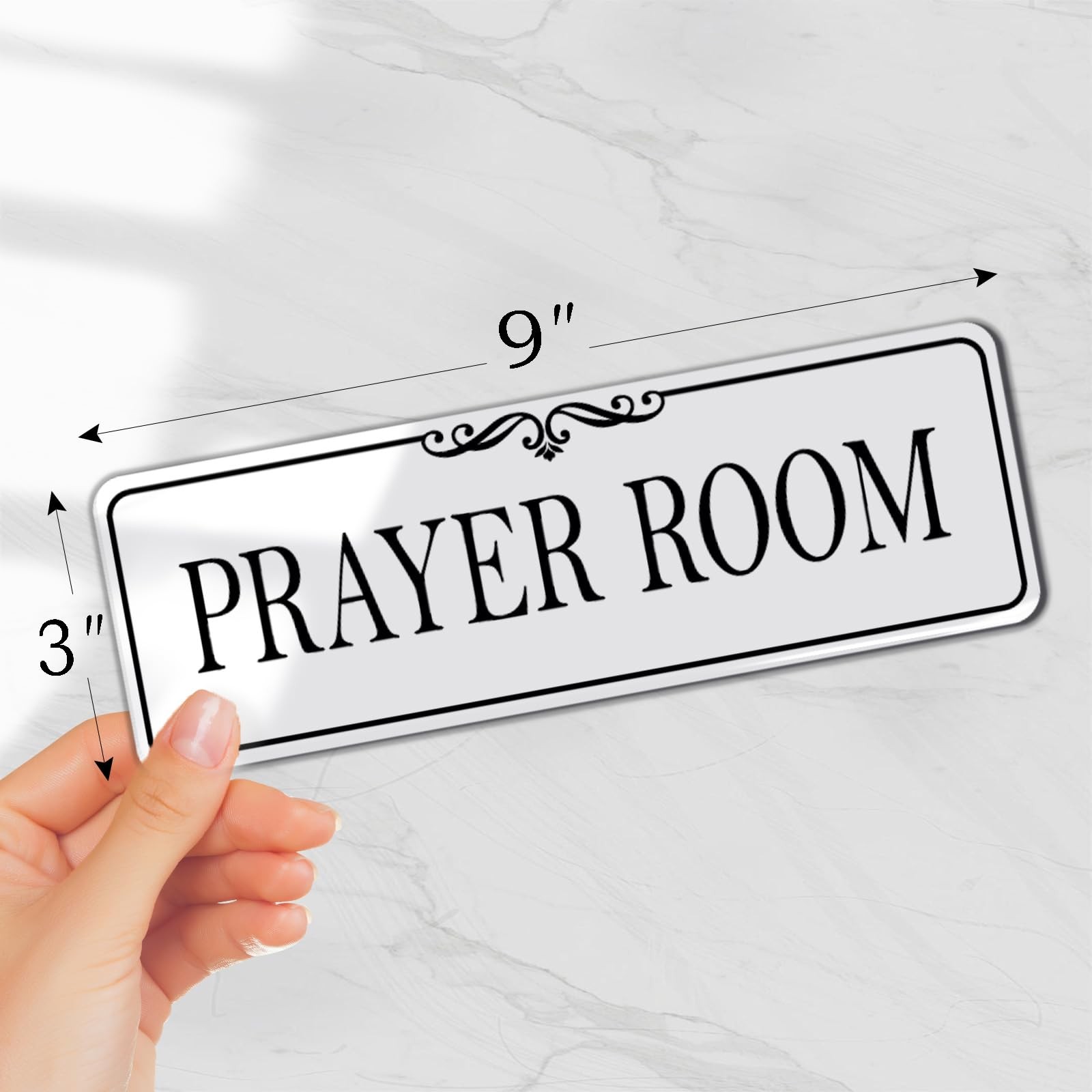 9×3 Inch Prayer Room Sign, Elegant White, Acrylic, Self-Stick, Door, Wall