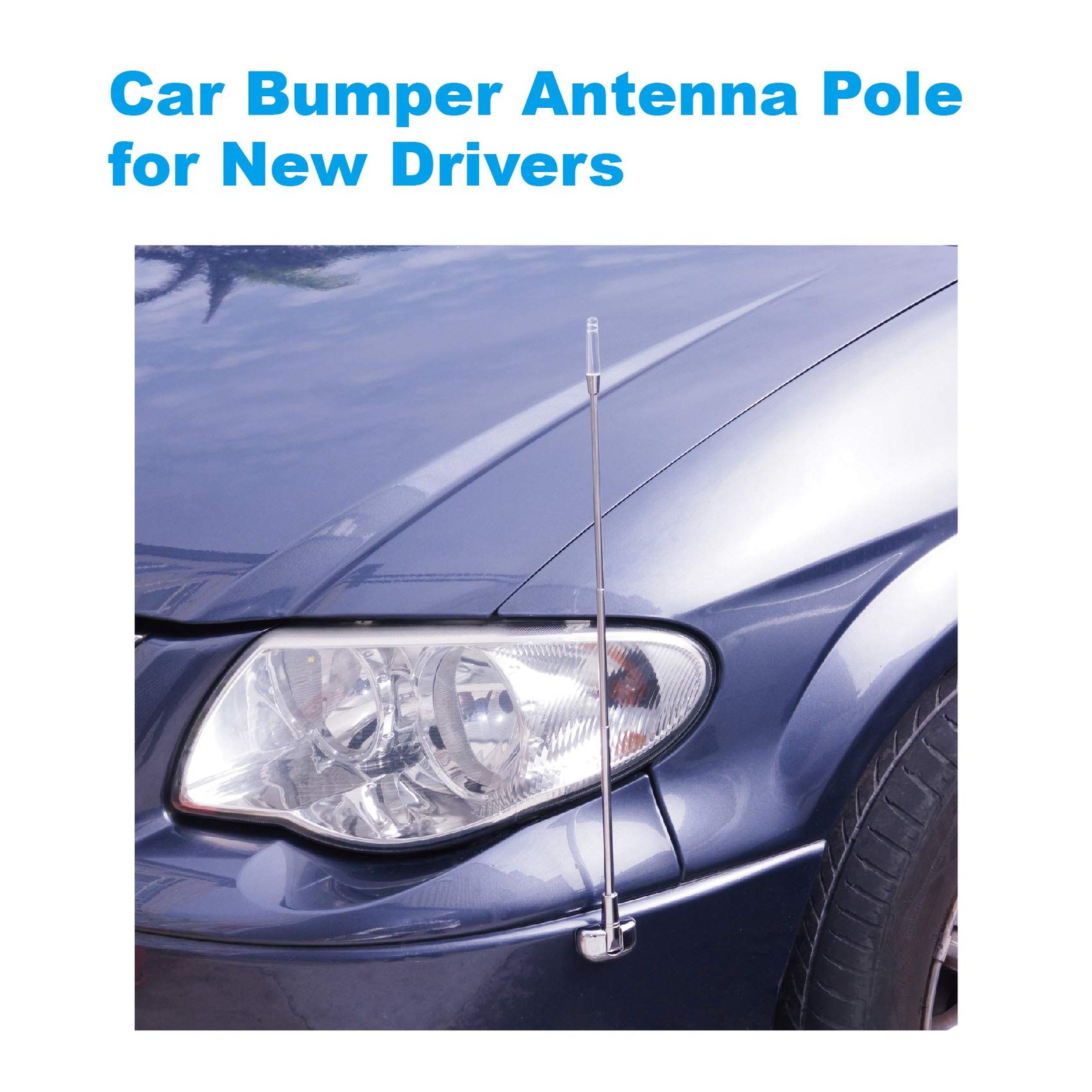 2-Pack Car Bumper Corner Antenna Pole Adjust 11in x 2in x 1.5in, Chrome