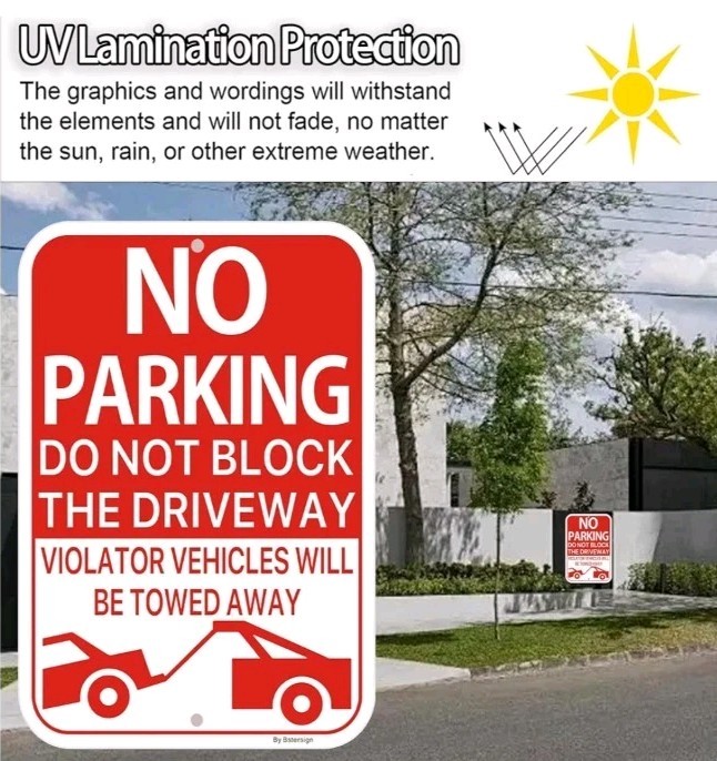 2 Pack Large No Parking Sign, 18 x 12 Inches Do Not Block Driveway Sign, Metal