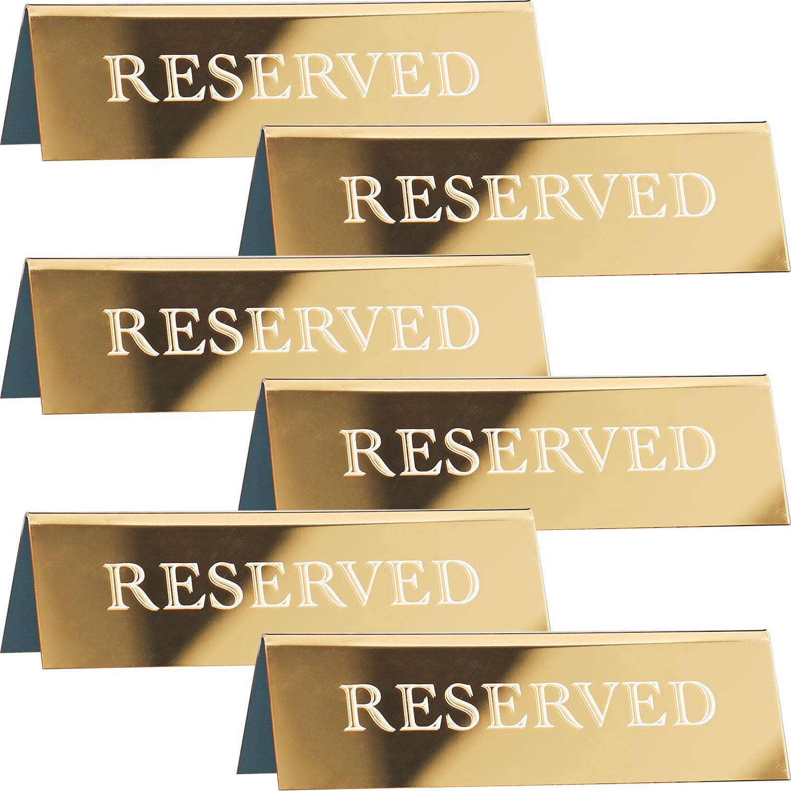 6 PCS 7.9×2.7 Inch Gold Mirror Acrylic Reserved Table Tent Seating Signs