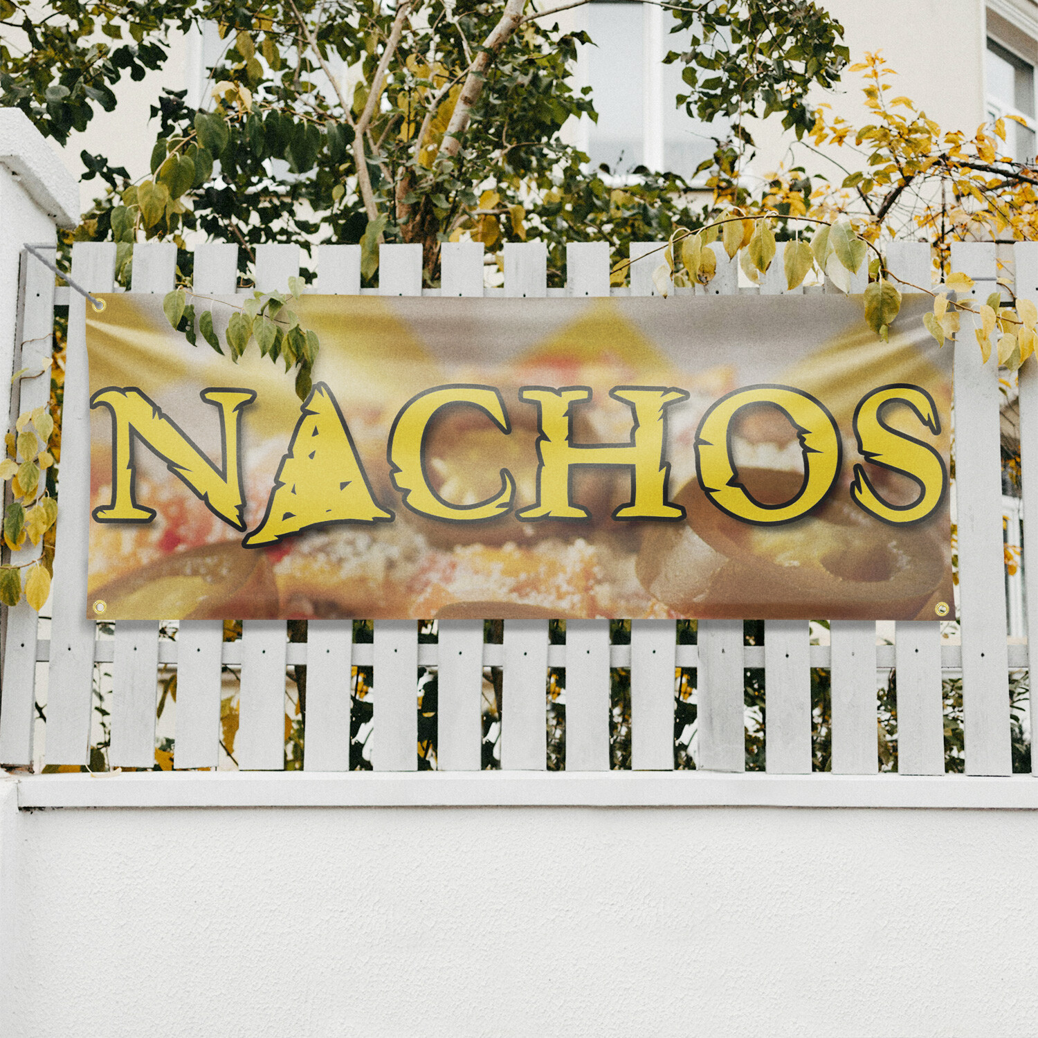 Nachos 13 oz Vinyl Banner Sign with Metal Grommets Heavy-Duty Single-Sided