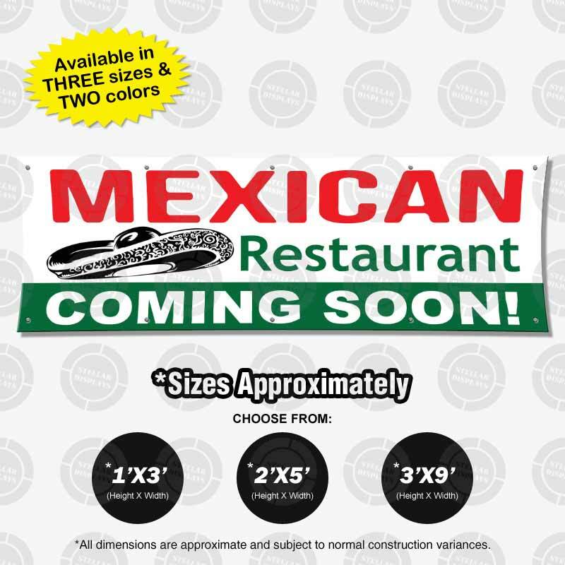 MEXICAN Restaurant Coming Soon Banner Vinyl Display Sign Poster Comida Mexicana