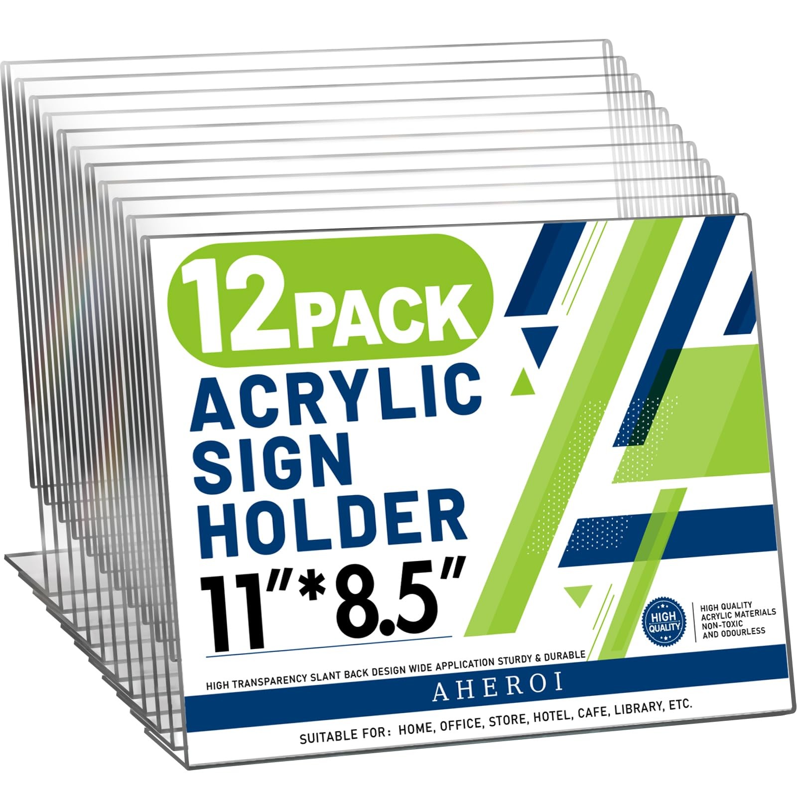 Aheroi 12Pcs Acrylic Sign Holder 8.5 x 12 Pack 11*8.5″, Horizontal Style 1