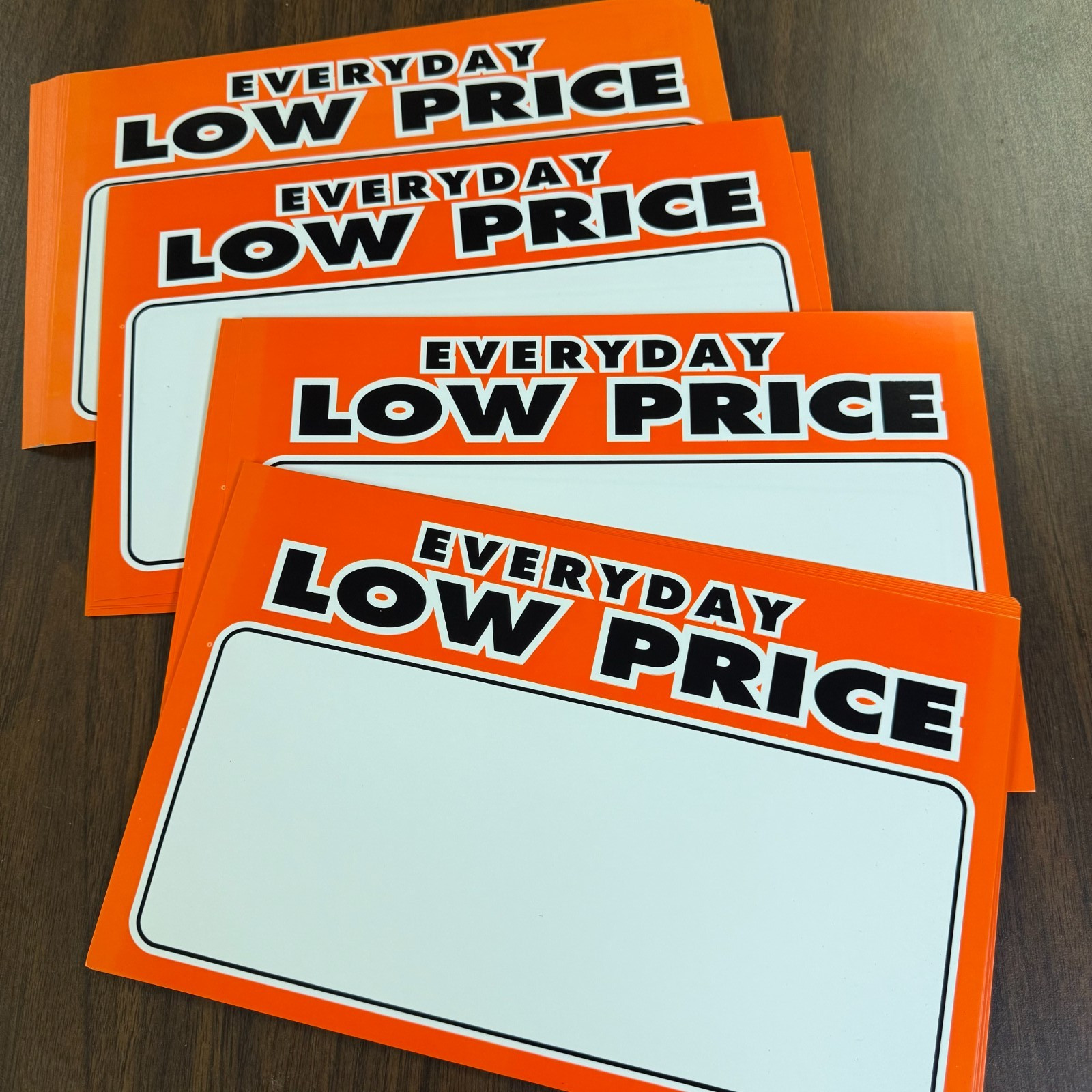 50- 7&Prime; x 11&Prime; EDLP Price cards for Retail Stores Everyday Low Price Signage Sign