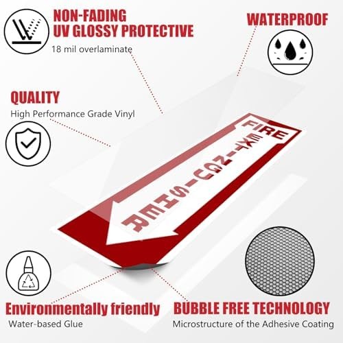 Fire Extinguisher Signs,Safety Sign Sticker glow in the dark 12 Pack 4&Prime; X 12&Prime; Du