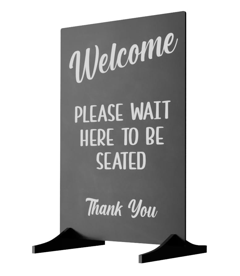 Welcome Sign Stand Freestanding Adhesive Blackboard Effect Acrylic Cafe Pub