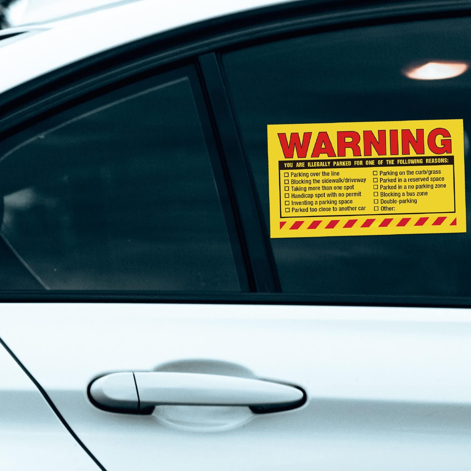 Warning, You are Illegally Parked Parking Violation Stickers-Private Yellow