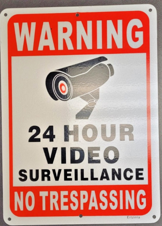 24 Hour Video Surveillance No Trespassing Metal Sign – 7 1/8 in x 9 7/8 in