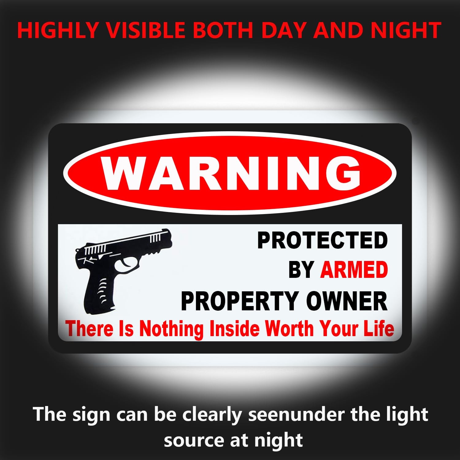 Seept 3Pack Gun Sign for Home Security 10×7 inch Warning Signs for Home Prope…