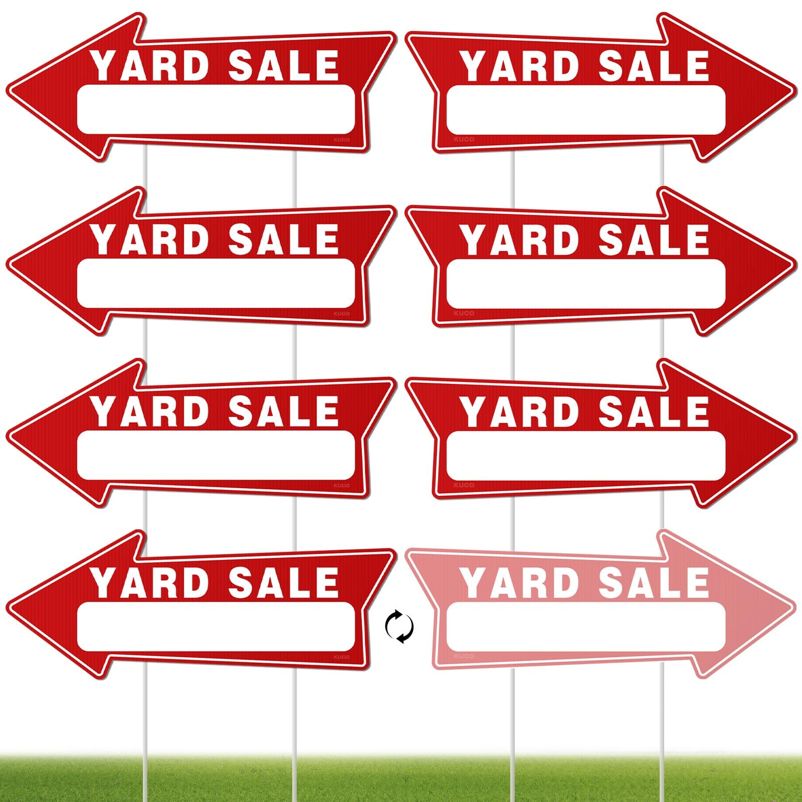 7 Pack Yard Sale Signs with Stakes – 16&Prime;x6&Prime; Double-Sided Directional Garage Sale