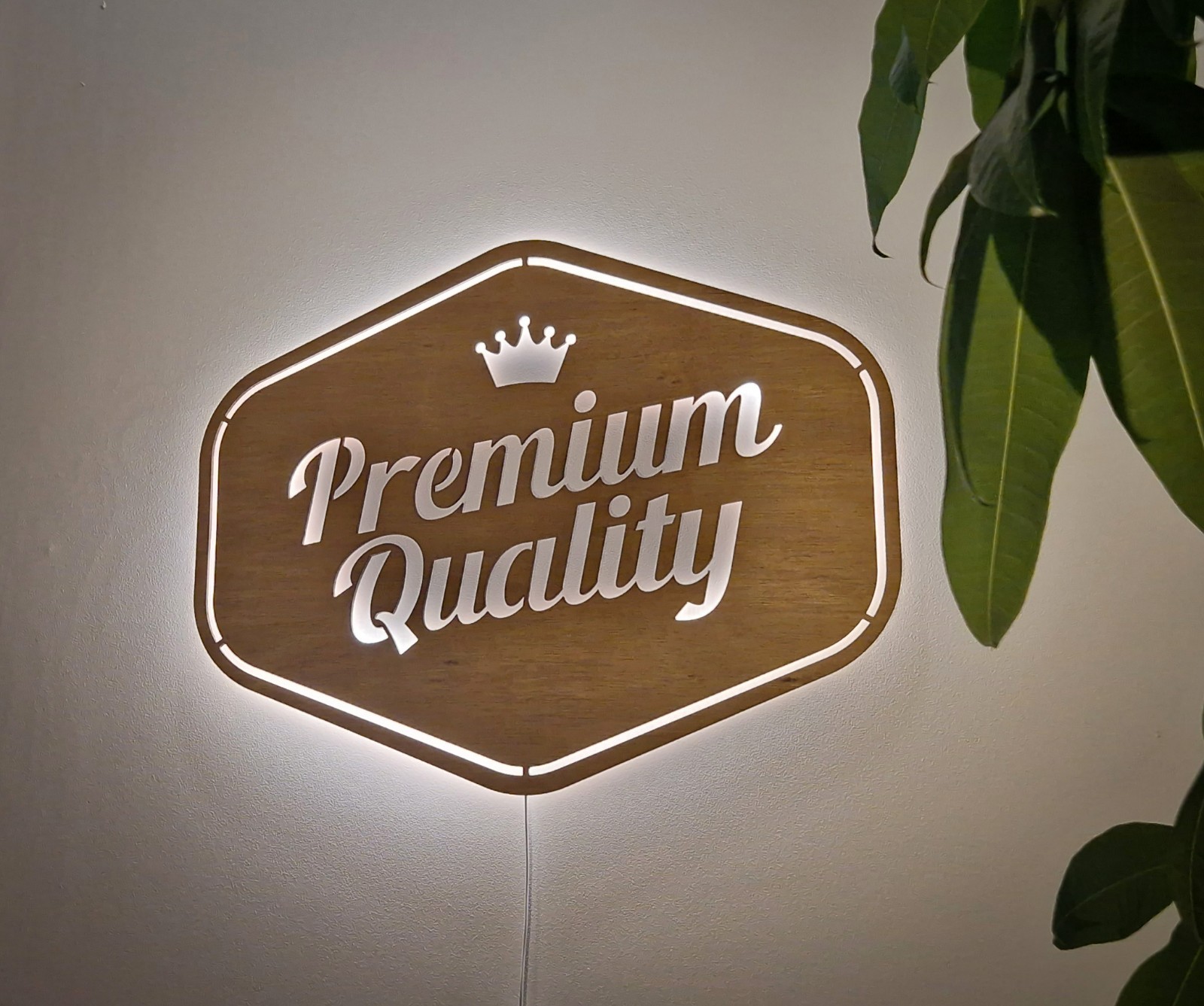LED Wooden Logo Sign – YOUR BRANDING – Laser Cut Backlit Wall Logo for Business