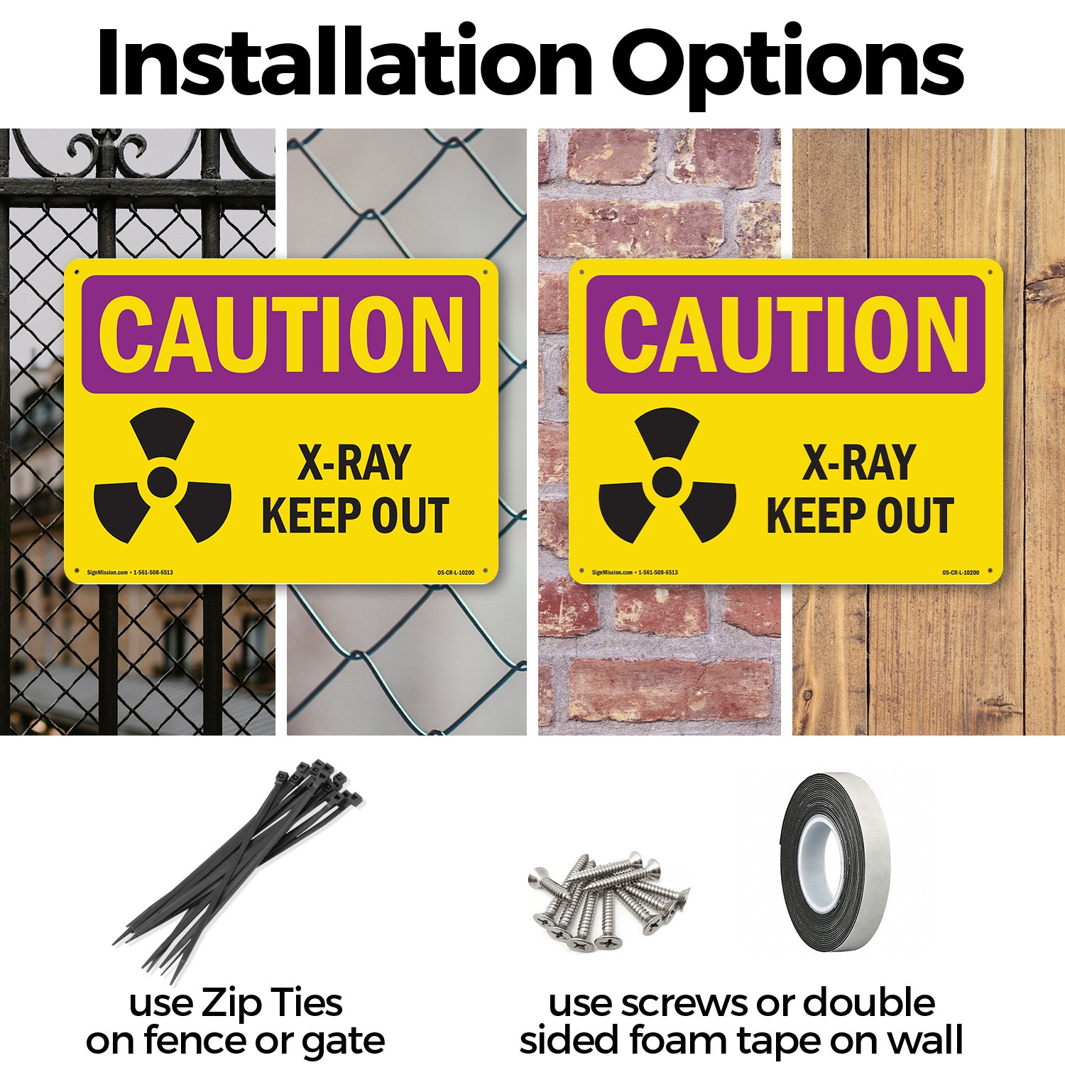 X-Ray Keep Out OSHA Caution Radiation Sign Metal Plastic Or Decal – 5 or 10 Pack