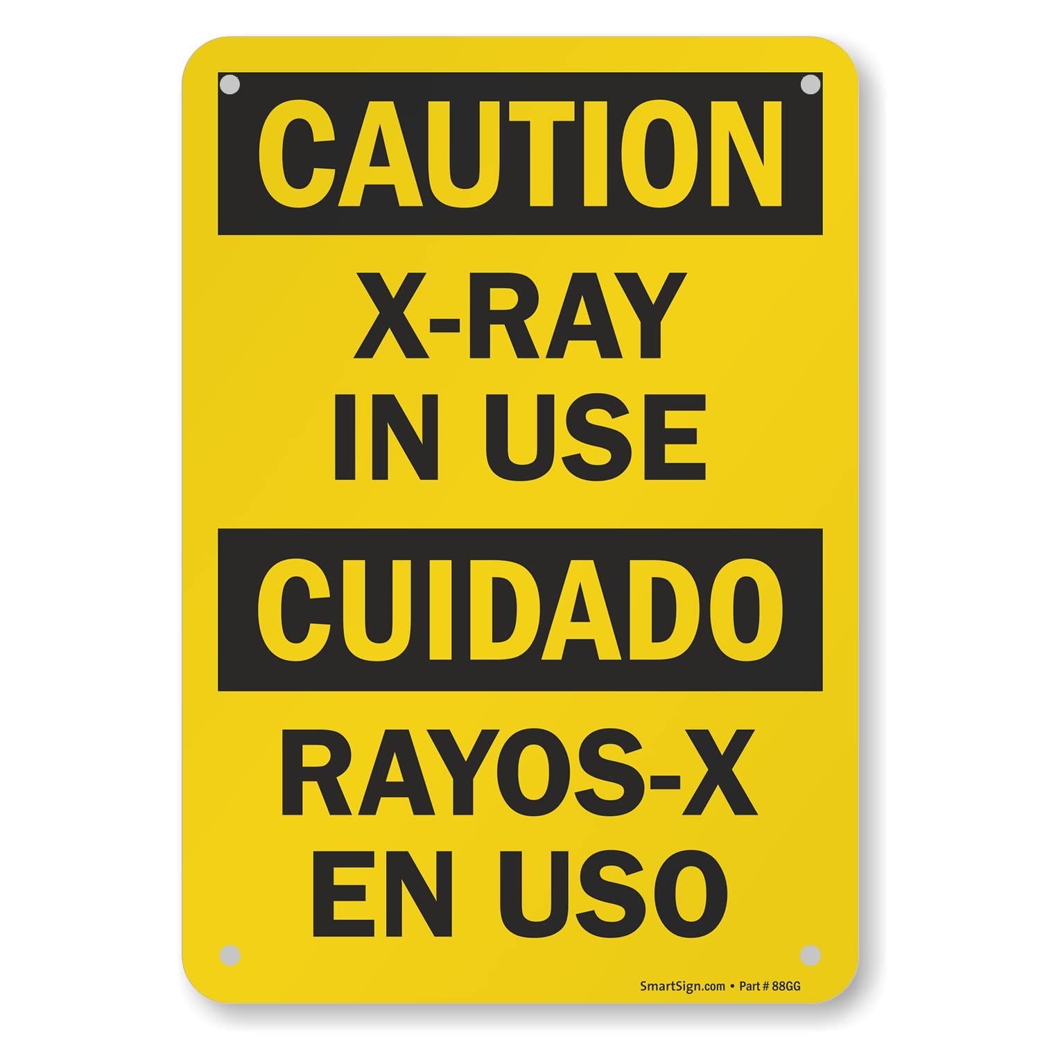 7×10 Inch Aluminum Bilingual Caution XRay In Use Hazard Warning Safety Sign