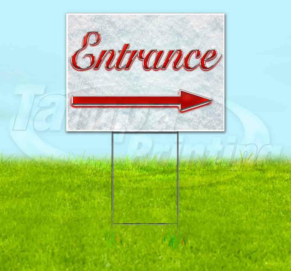 ENTRANCE RIGHT ARROW Yard Sign Corrugated Plastic Bandit Lawn Decorations USA