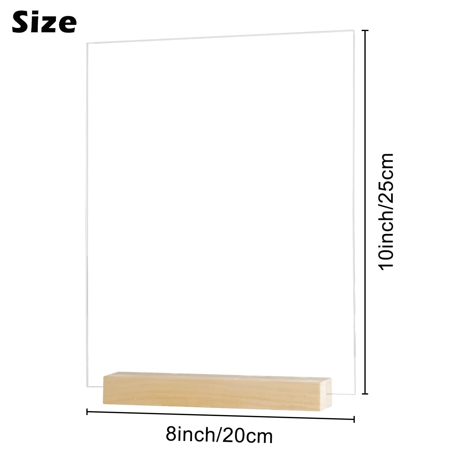 6 PCS 8×10 Inch Square Arch Acrylic Sign Wood Stand Clear Wedding Table Menu