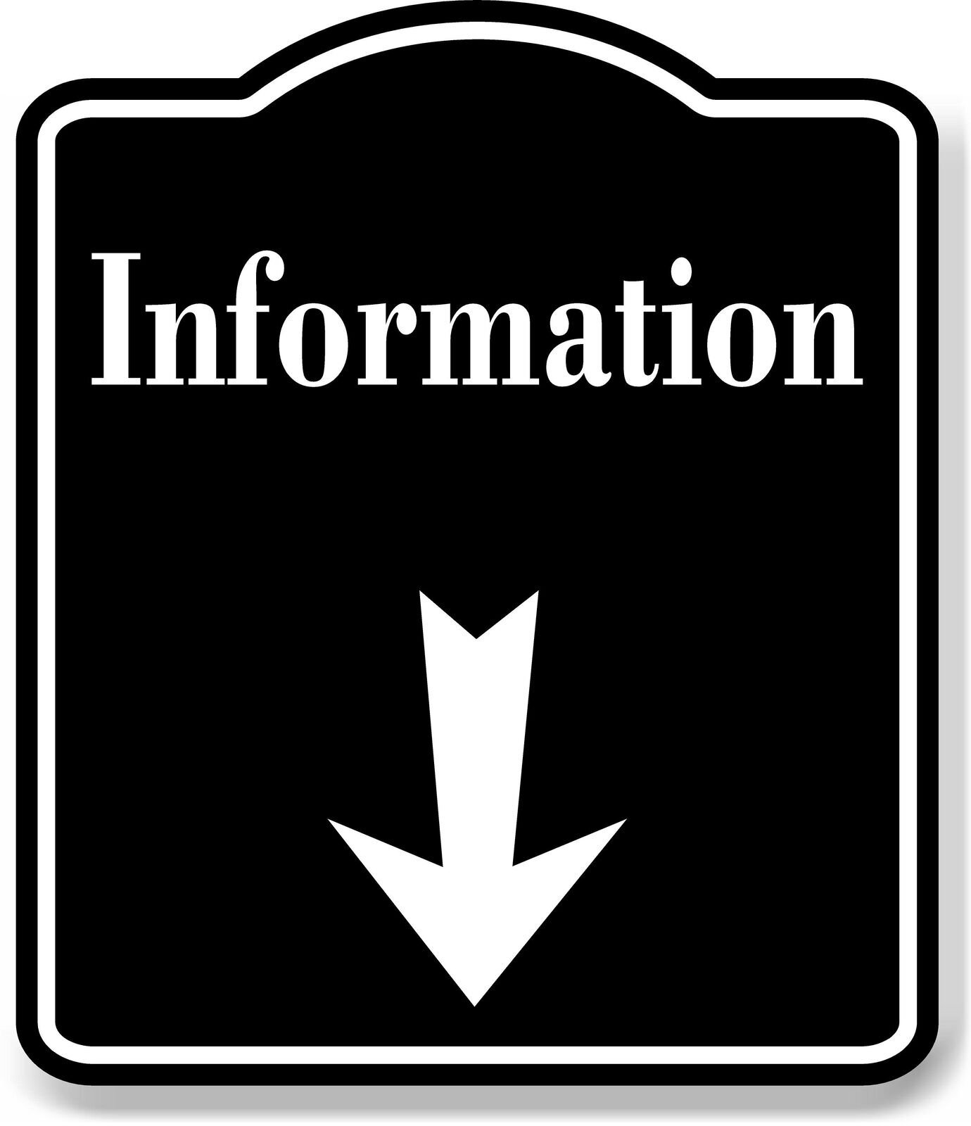 Information Down Arrow BLACK Aluminum Composite Sign
