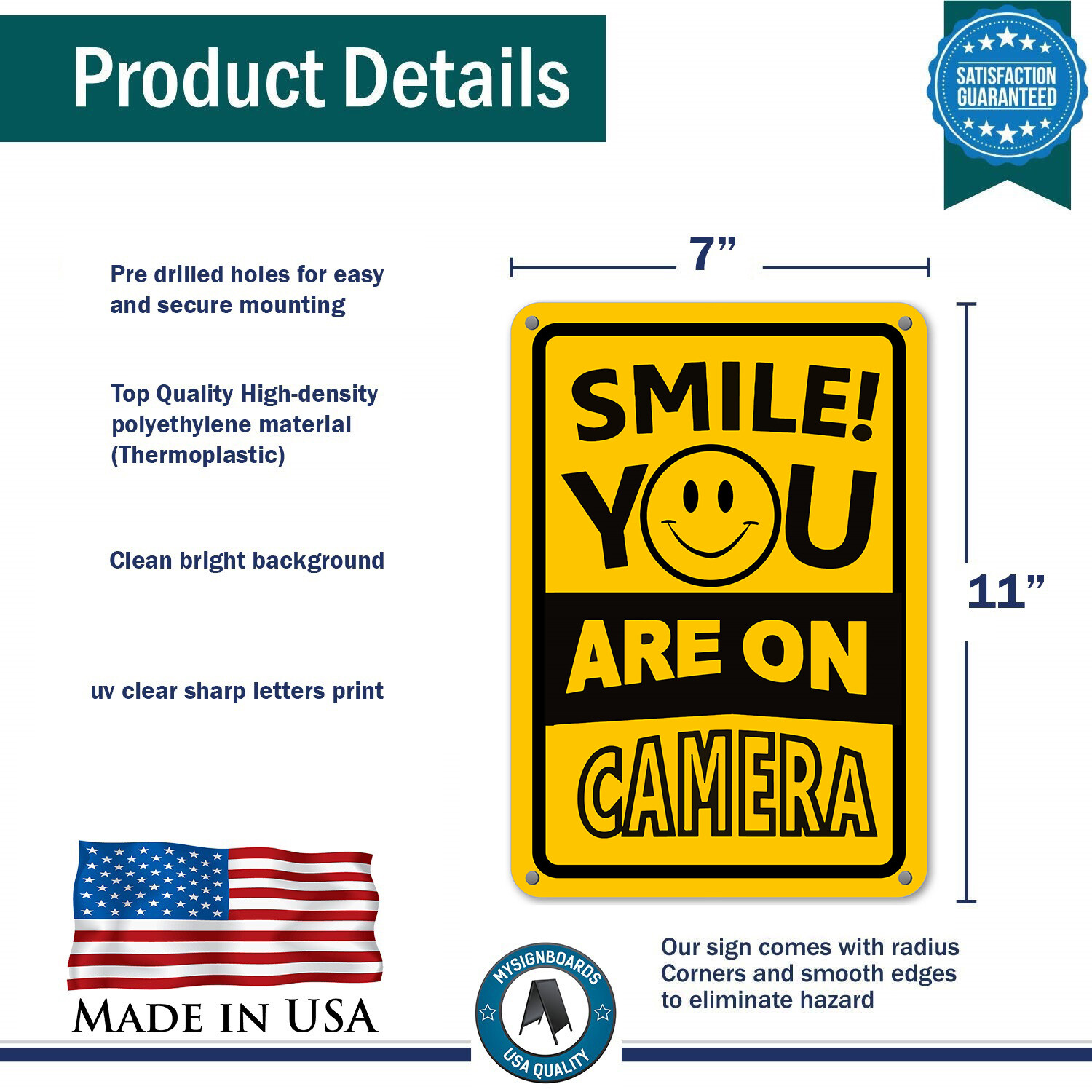 Smile You&rsquo;re On Camera Sign Home Security Waterproof UV protected CCTV Signs NEW