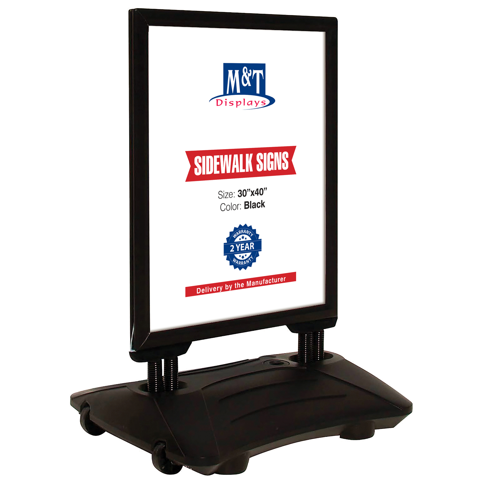 WindPro Weather Resistant Outdoor Sidewalk Sign Holder 30&Prime;x40&Prime; Black Water Base