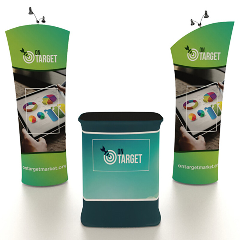 Rectangle Counter Fabric Display Stand Printed Graphics Popup Exhibition Stand