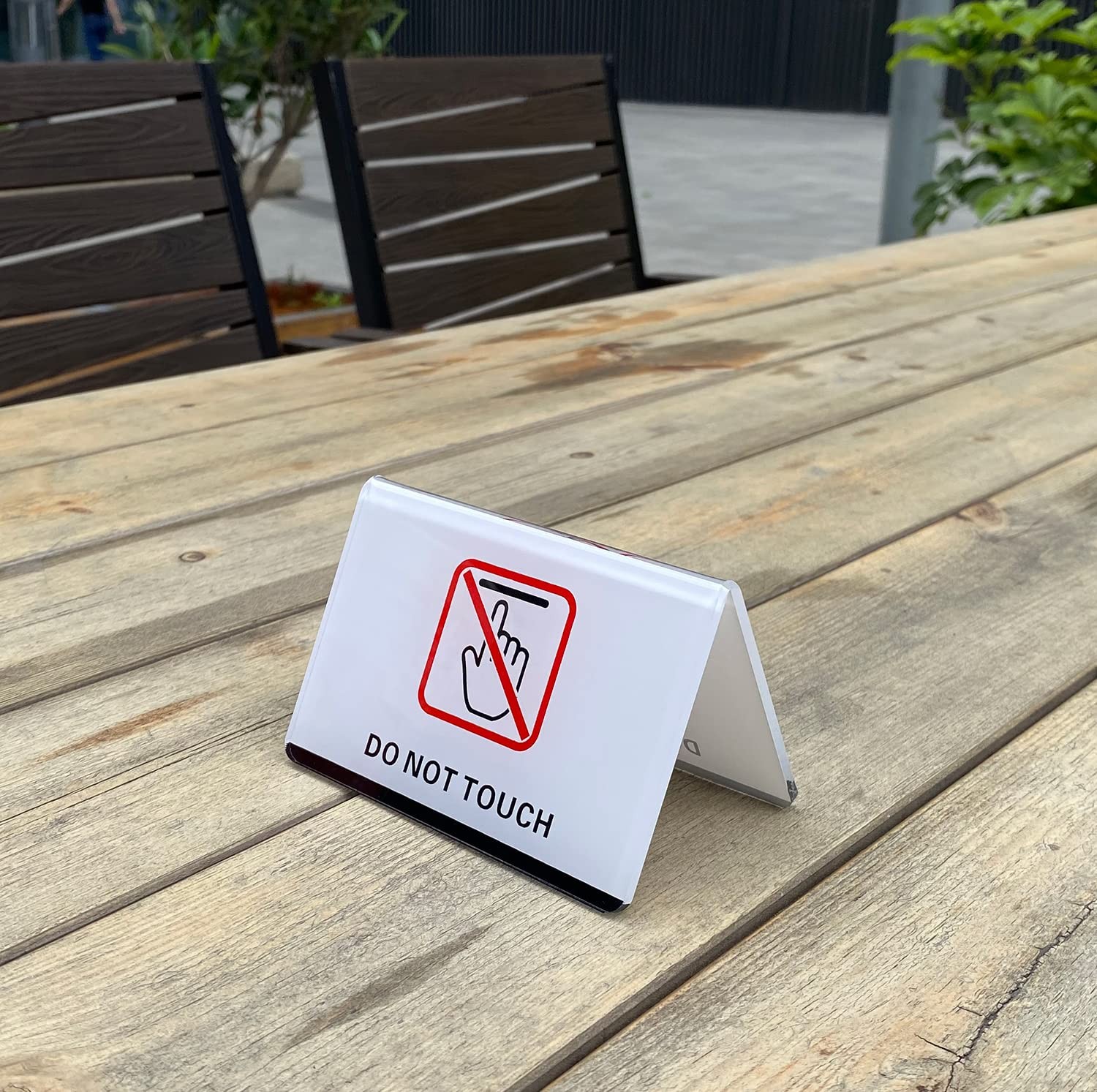 4.1×2.6 Inch Clear White Acrylic Do Not Touch Double Sided Table Top Sign 2 PC