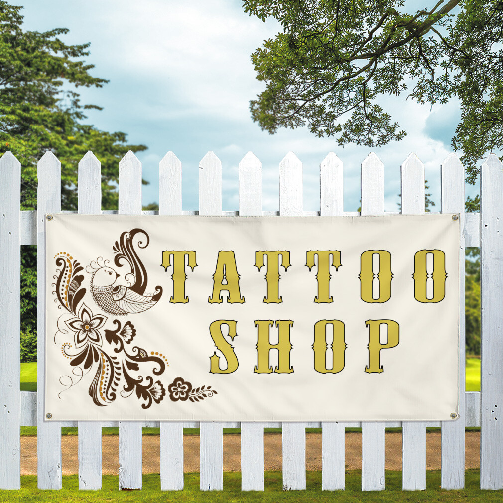 Vinyl Banner Multiple Sizes Tattoo Shop Outdoor Advertising Printing A Business