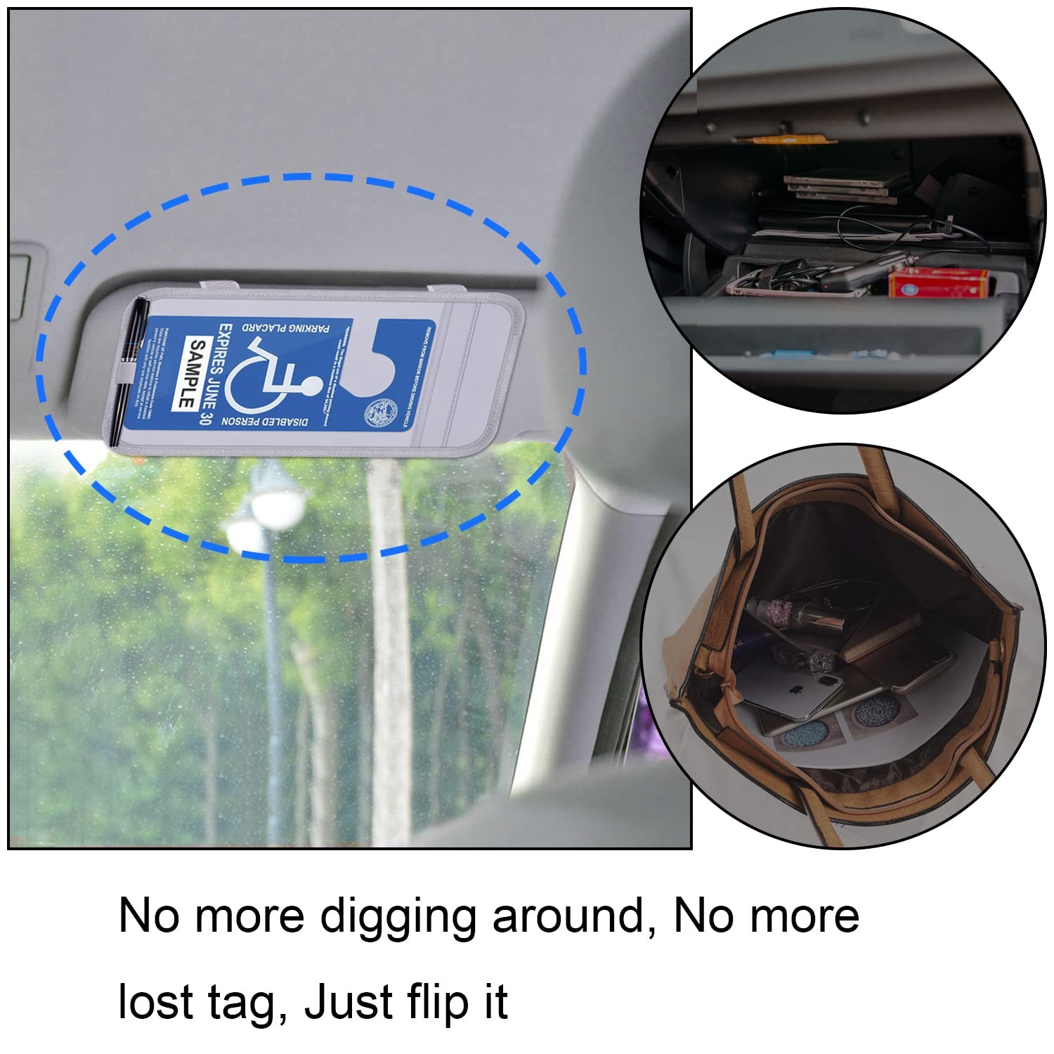 Handicap Placard Holder for Auto, Wisdompro Disabled Parking Permit Sign Gray
