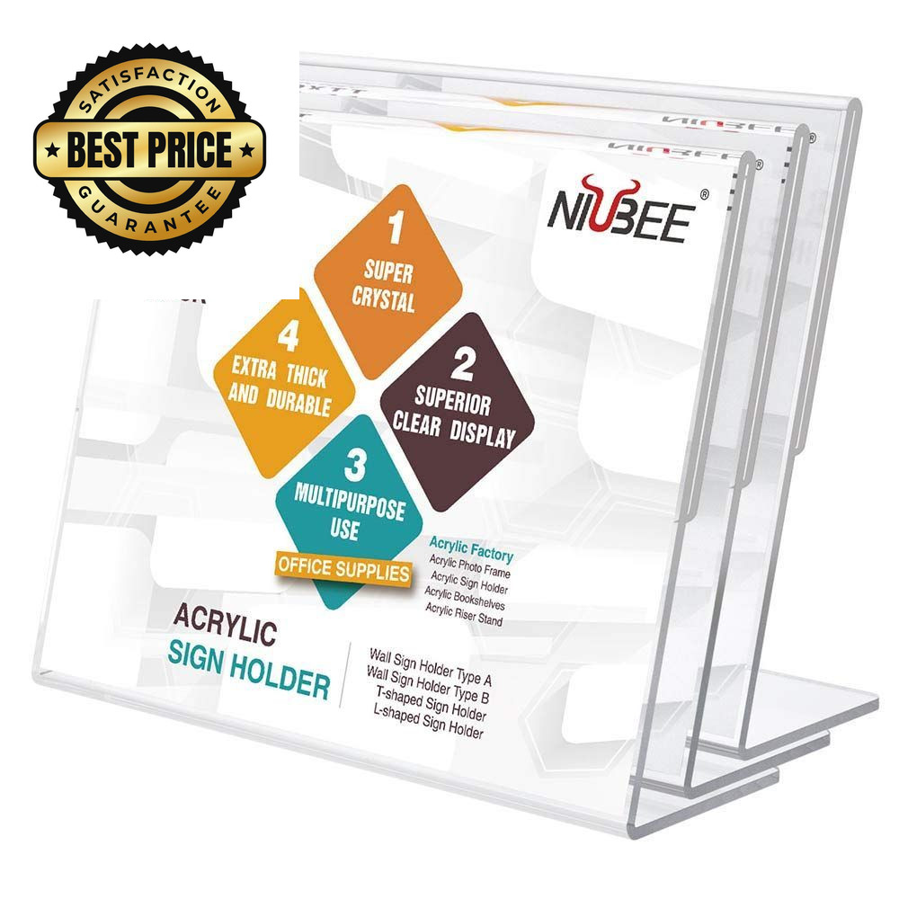 NIUBEE Acrylic Sign Holder 8.5×11 Inches 3 Pack Landscape, 8.5×11&Prime;, Clear