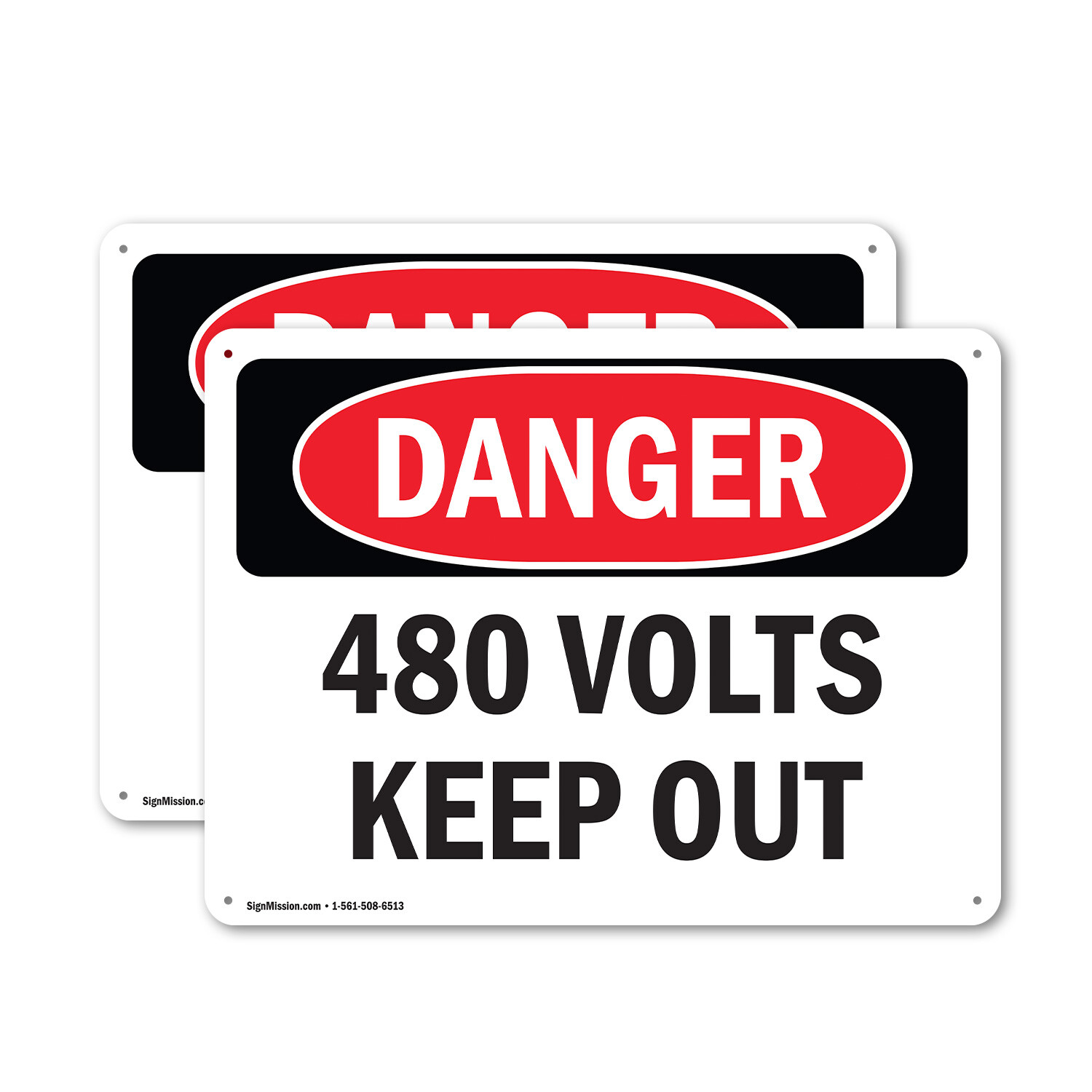 (2 Pack) 480 Volts Keep Out OSHA Danger Sign Decal Metal Plastic