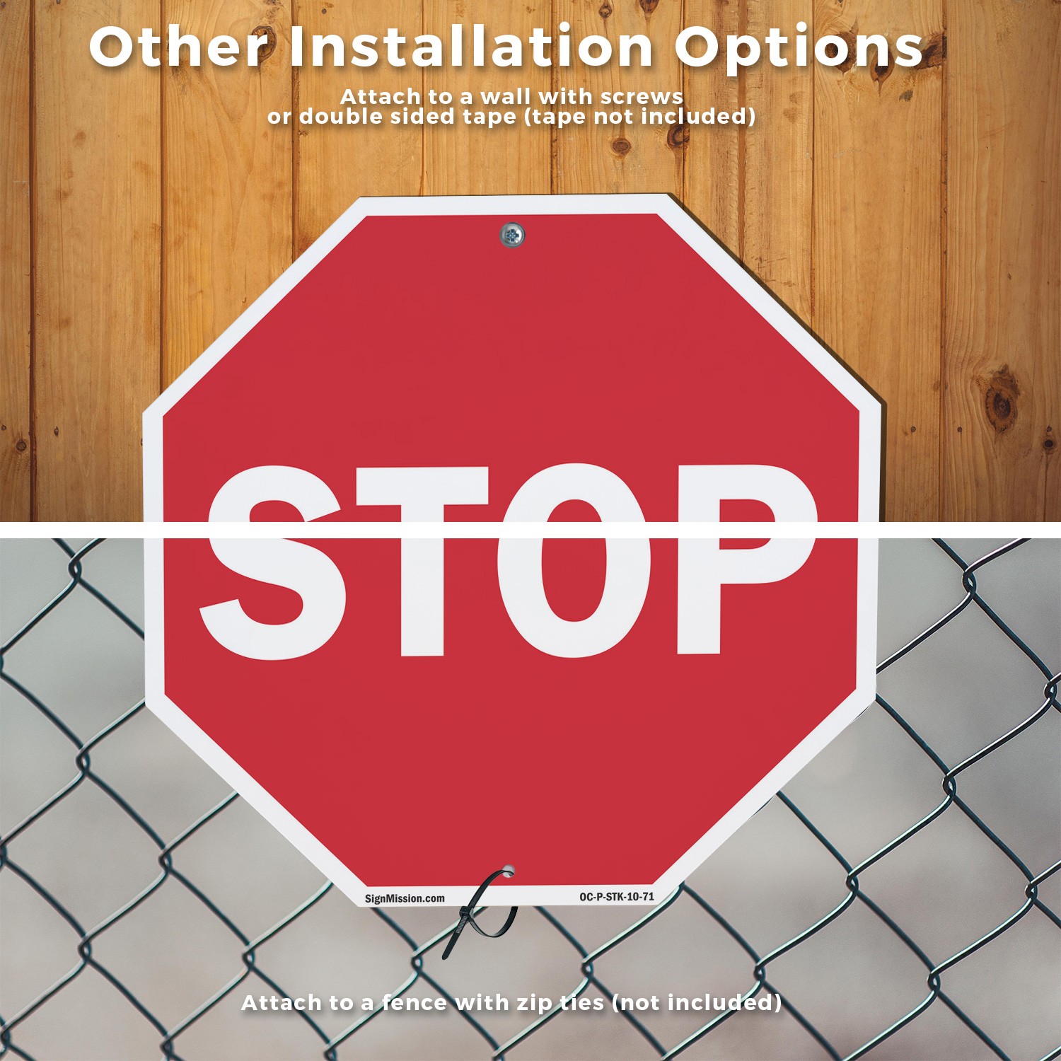 Stop Octagon Sign With Stake Weather Resistant UV Protected for Workplace