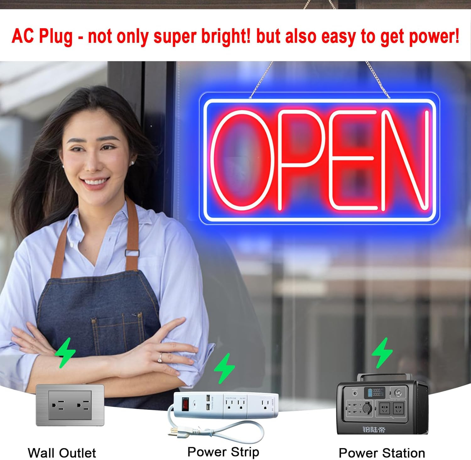 16.5&Prime; X 9&Prime; Led Neon Open Signs for Business – 12V/2A Ultra Bright Led Neon Sign