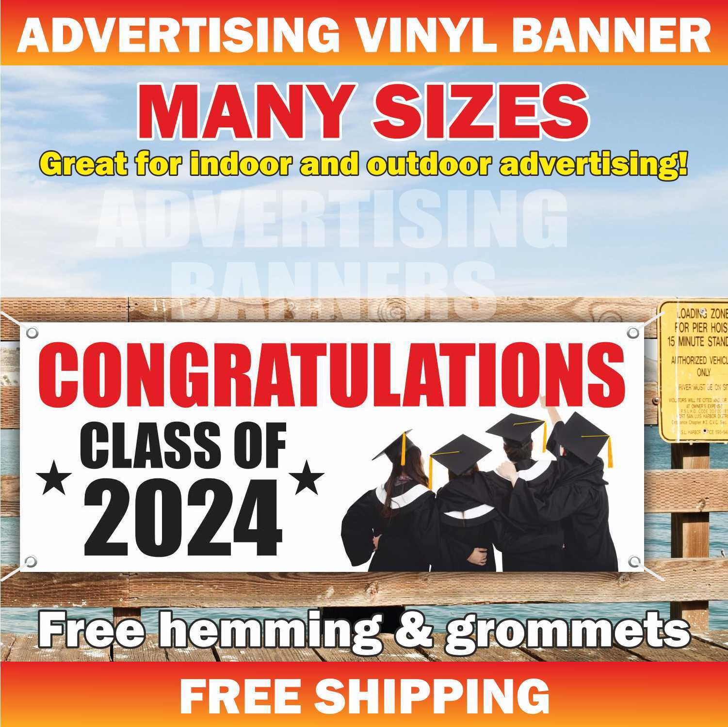 CLASS OF 2024 Advertising Banner Vinyl Mesh Sign School University Graduate