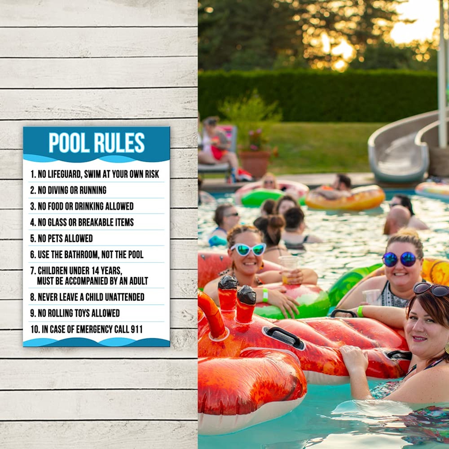 Pool Sign for Outside, Corrugated Plastic Safety Rules – 12&Prime; x 18&Prime;, Rust Free…