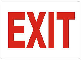 🎯 WHITE WITH RED LETTER « EXIT » BUILDING SIGN SELF ADHESIVE VINYL