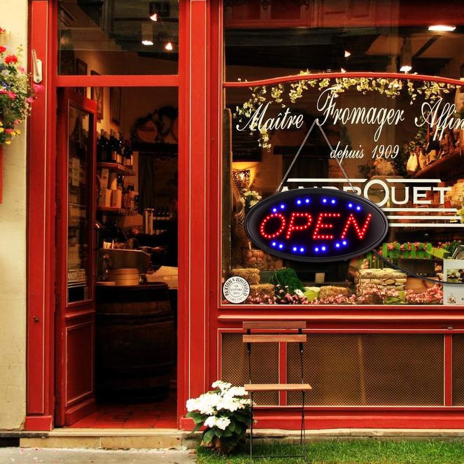 LED Open Sign, 19&Prime;x10&Prime;, with Remote, Timer & Flash/Steady Modes | Ultra brigh…