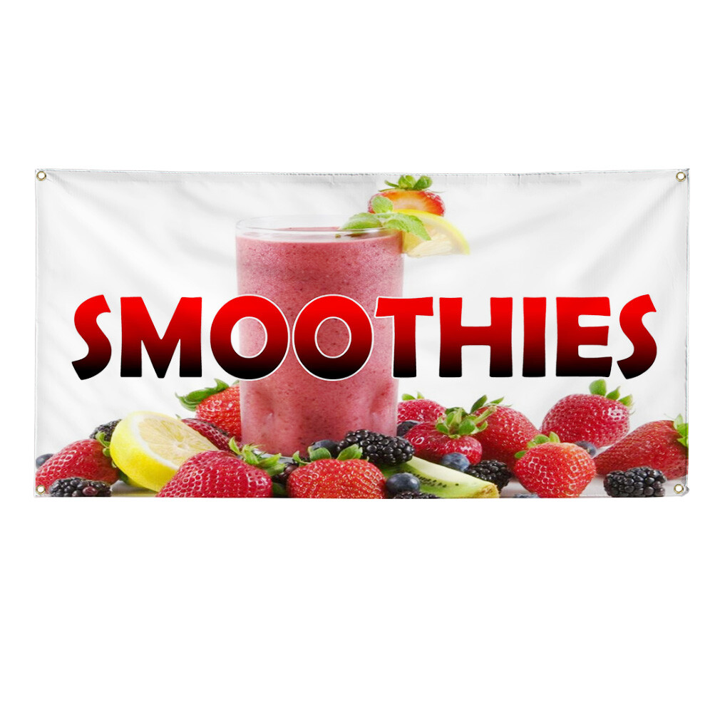 Vinyl Banner Multiple Sizes Smoothies with Background B Restaurant and Food