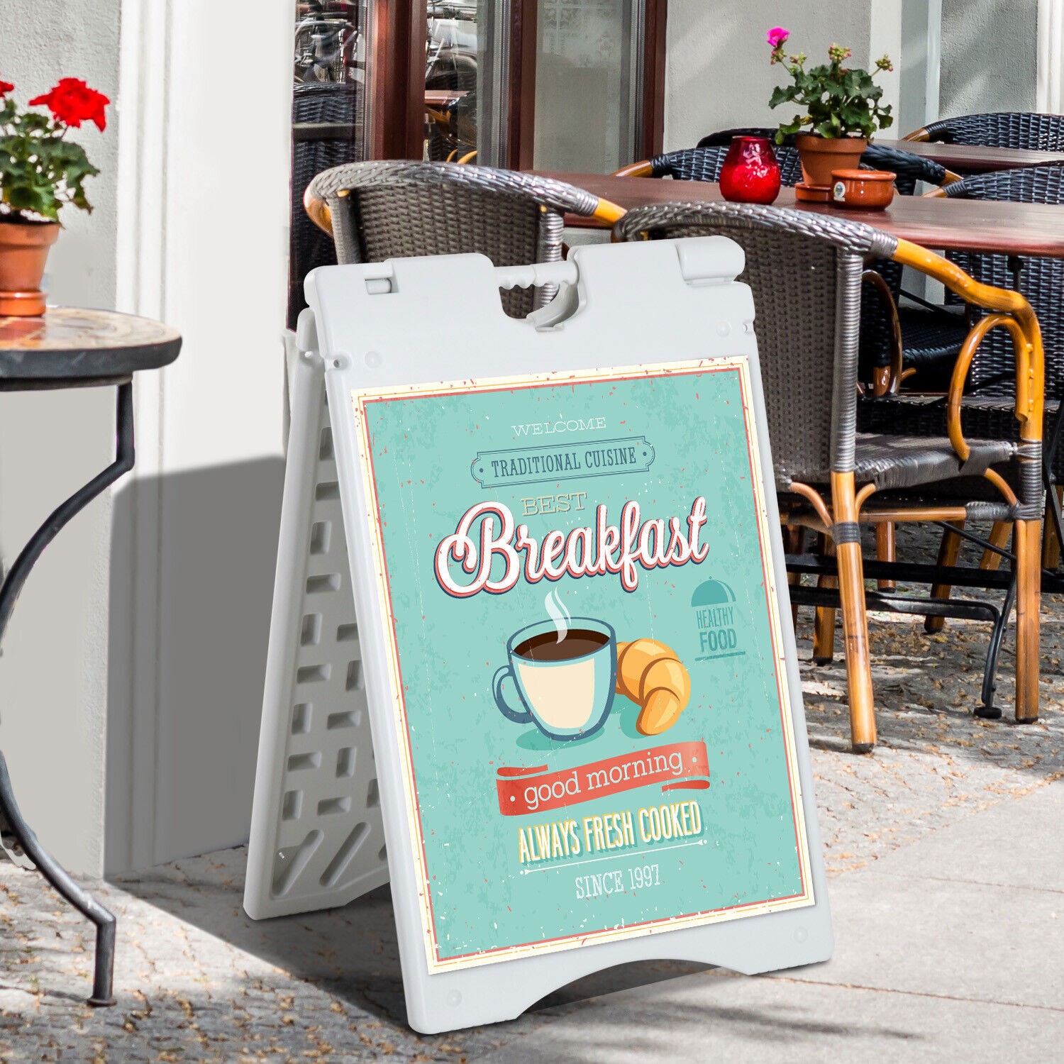 22×28&Prime; Plastic Folding A-Frame Sandwich Sidewalk Sign Outdoor Advertising Board