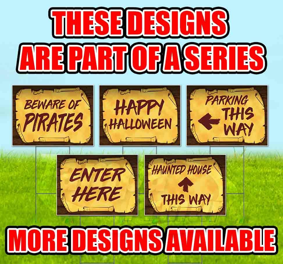 THIS WAY LEFT ARROW 18×24 Yard Sign Corrugated Plastic Bandit Lawn USA PIRATE