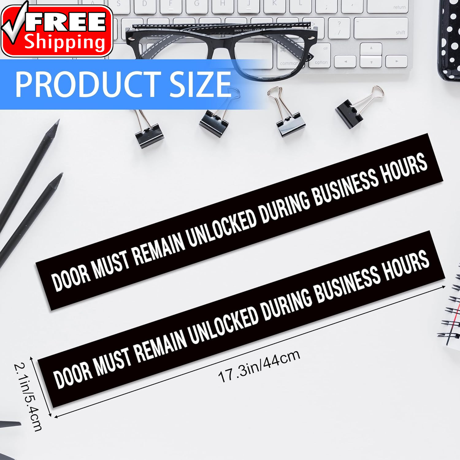 2PCS Door Must Remain Unlocked during Business Hours Sticker Sign，Self-Adhesive