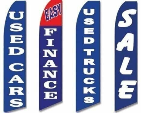 4 Swooper Flags Used Car Truck Auto Dealer Easy Finance Sale Blue White