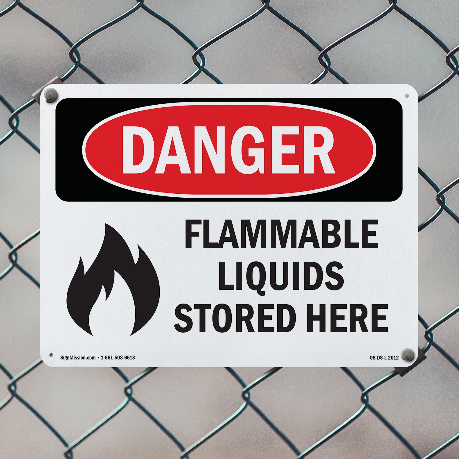 Flammable Liquids Stored Here OSHA Danger Sign Metal Plastic, Decal 5 or 10 Pack