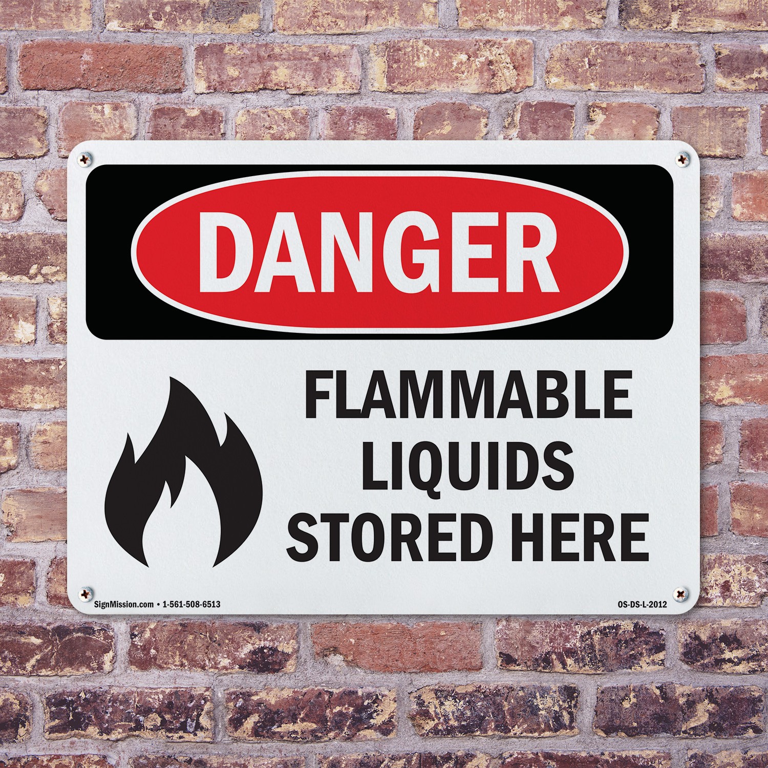 Flammable Liquids Stored Here OSHA Danger Sign Metal Plastic, Decal 5 or 10 Pack