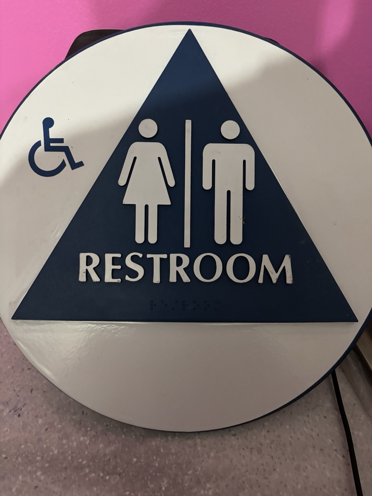 ADA Sign Accessible Restroom Sign Blue/White Wheelchair Symbol Male Female