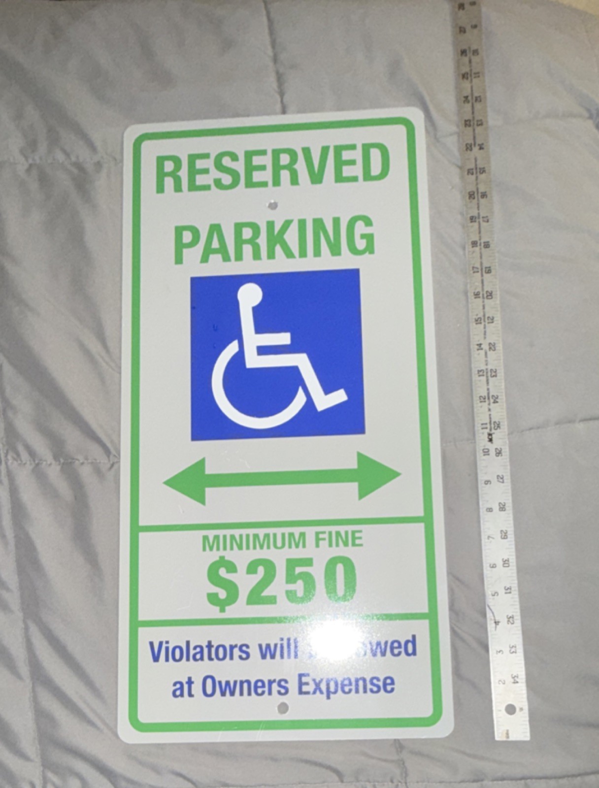 Reserved Parking Handicap Metal Sign 24×12 in Pre-Drilled