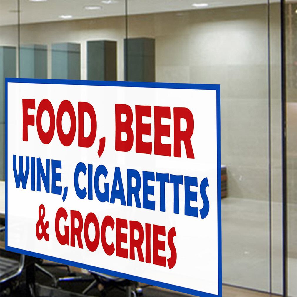 Decal Stickers Food Beer Wine Cigs and Groceries Vinyl Store Sign Label Retail