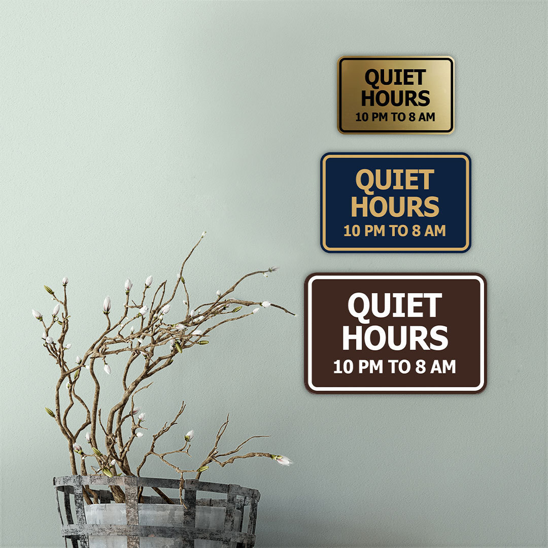 Signs ByLITA Classic Framed, Quiet Hours 10 pm to 8 am Wall or Door Sign