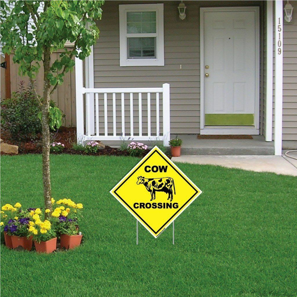 Cow Crossing Sign or Sticker – Multiple Size & Material Options!