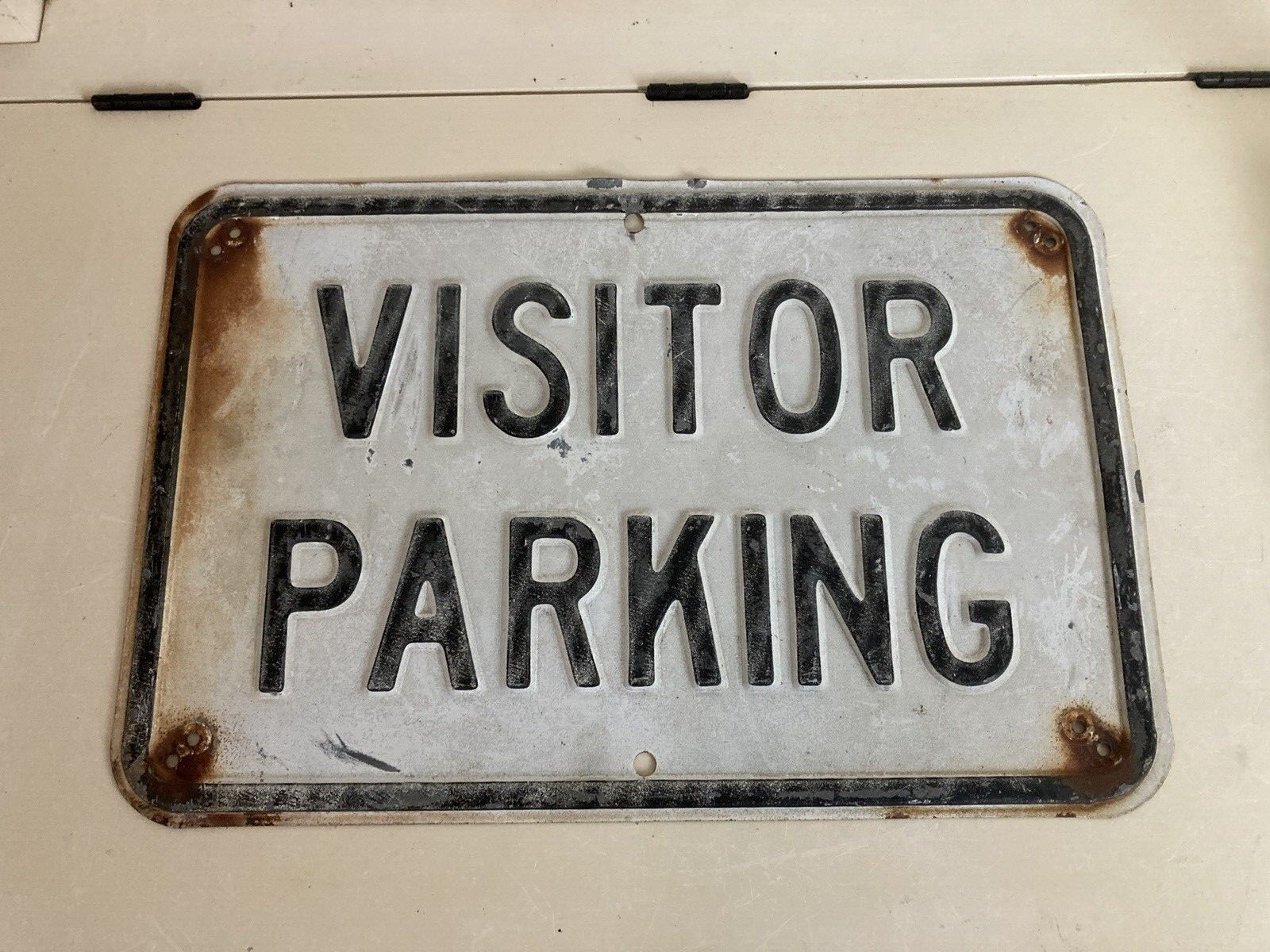 Antique Perforated Visitor Parking Sign Heavy Gauge Steal