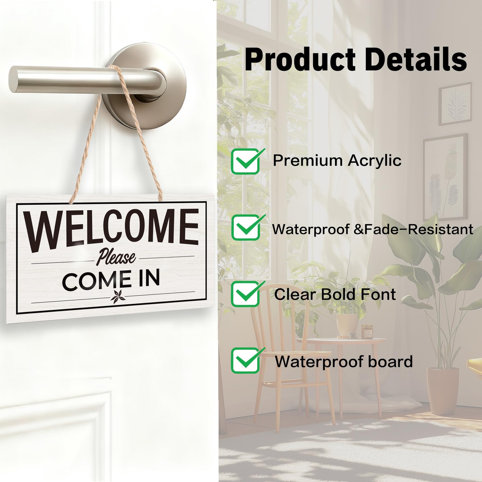 Double-Sided Office Door Hanger Sign, Acrylic “Welcome Please Come In” &“Meet…