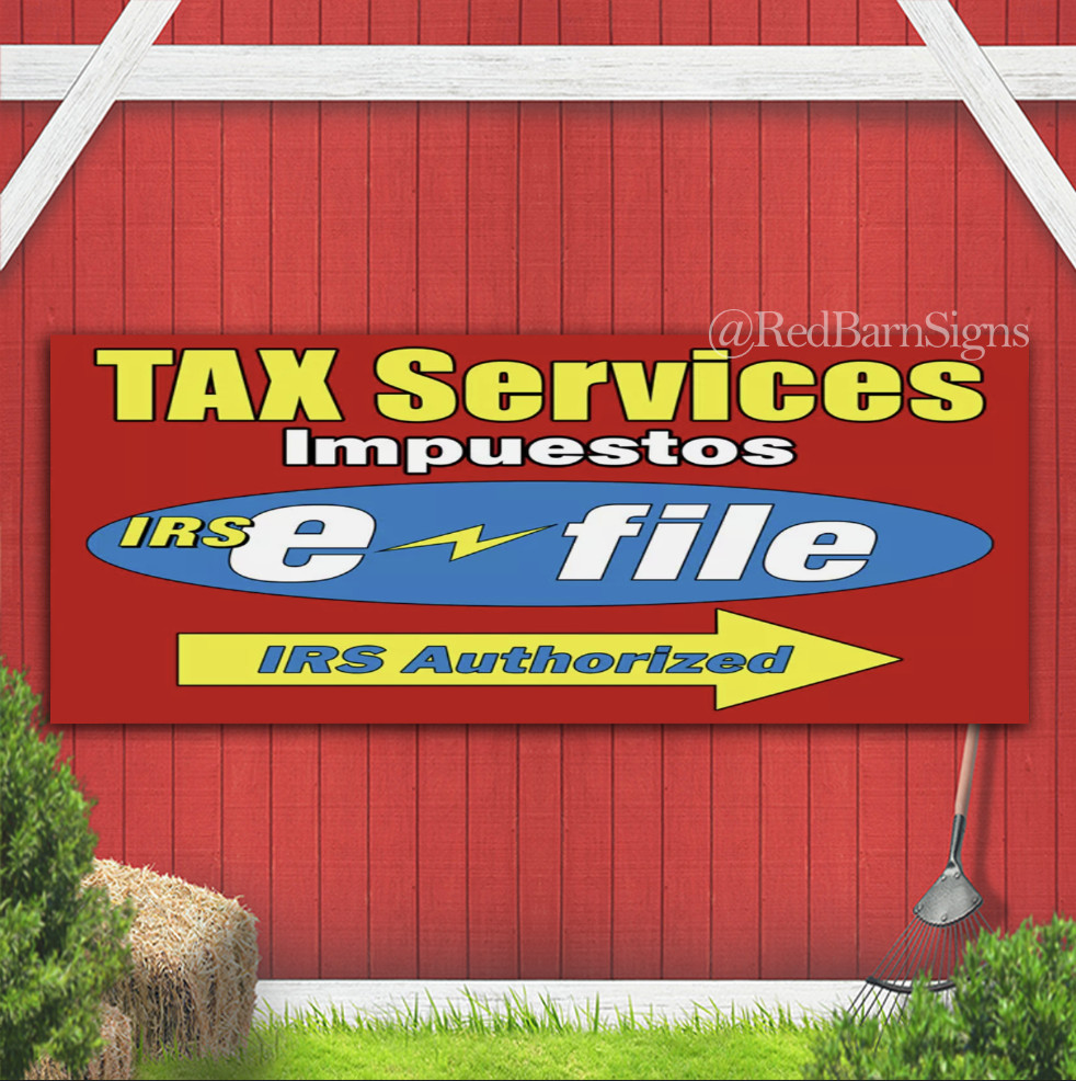Tax Services E-File Arrow indoor outdoor banner sign