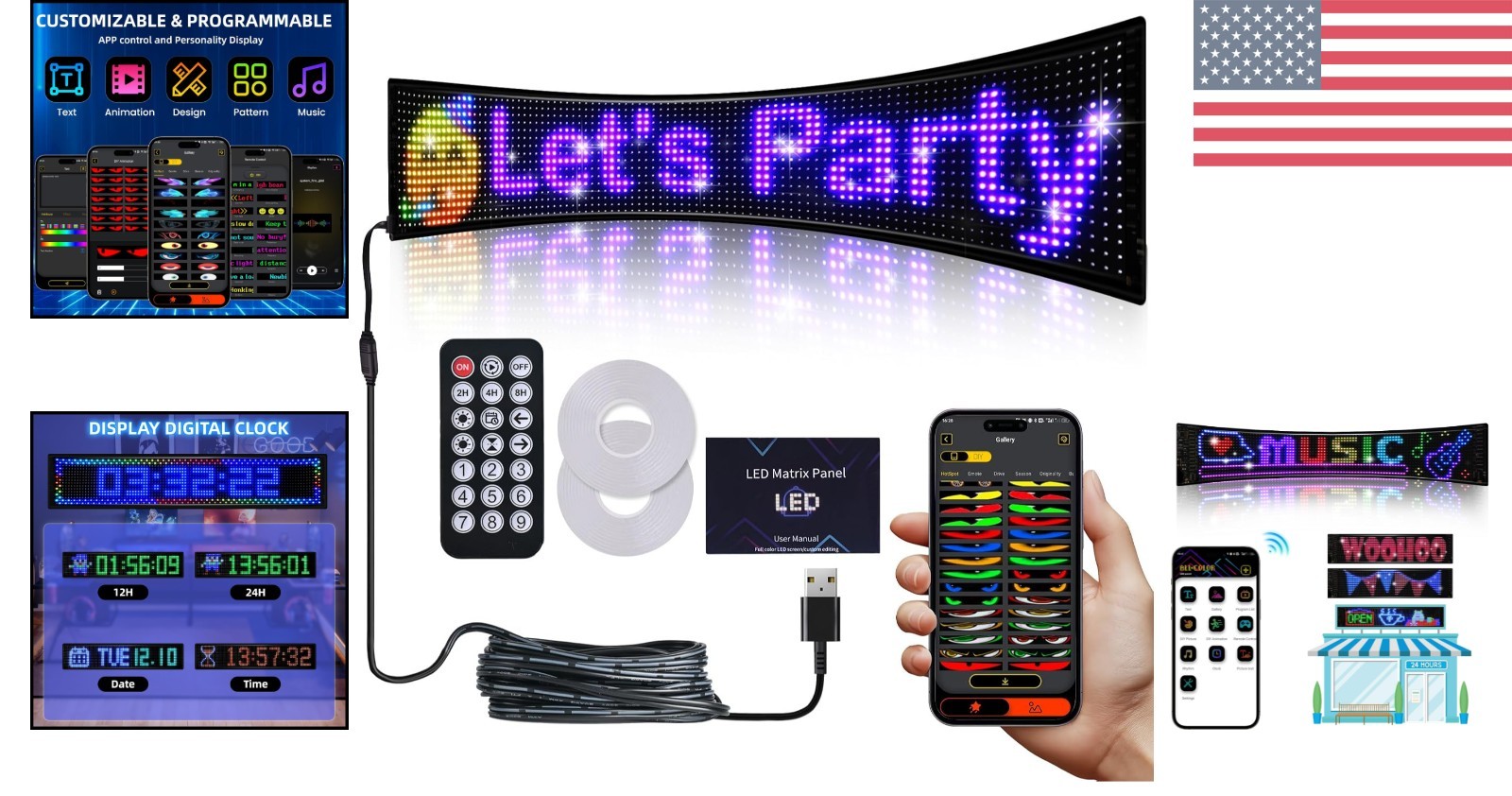 Smart App Controlled LED Sign – 36.2&Prime;x7.6&Prime; Vibrant Banner for Business Displays